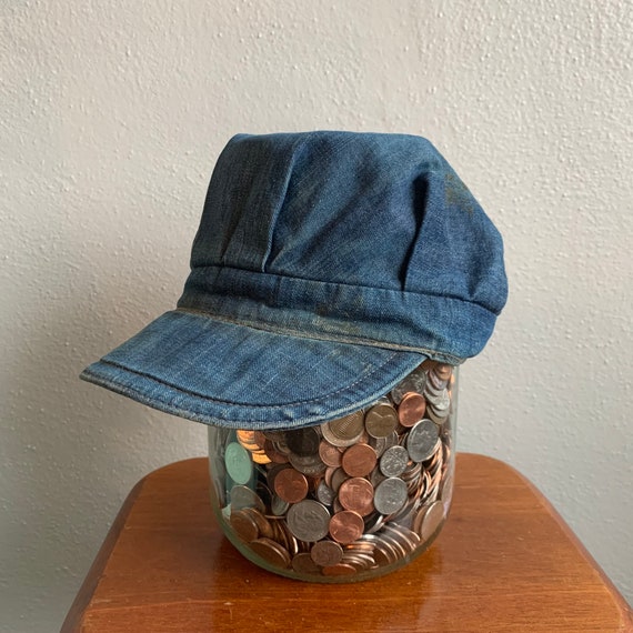 1930's Vintage Indigo Denim Engineers cap Homemade