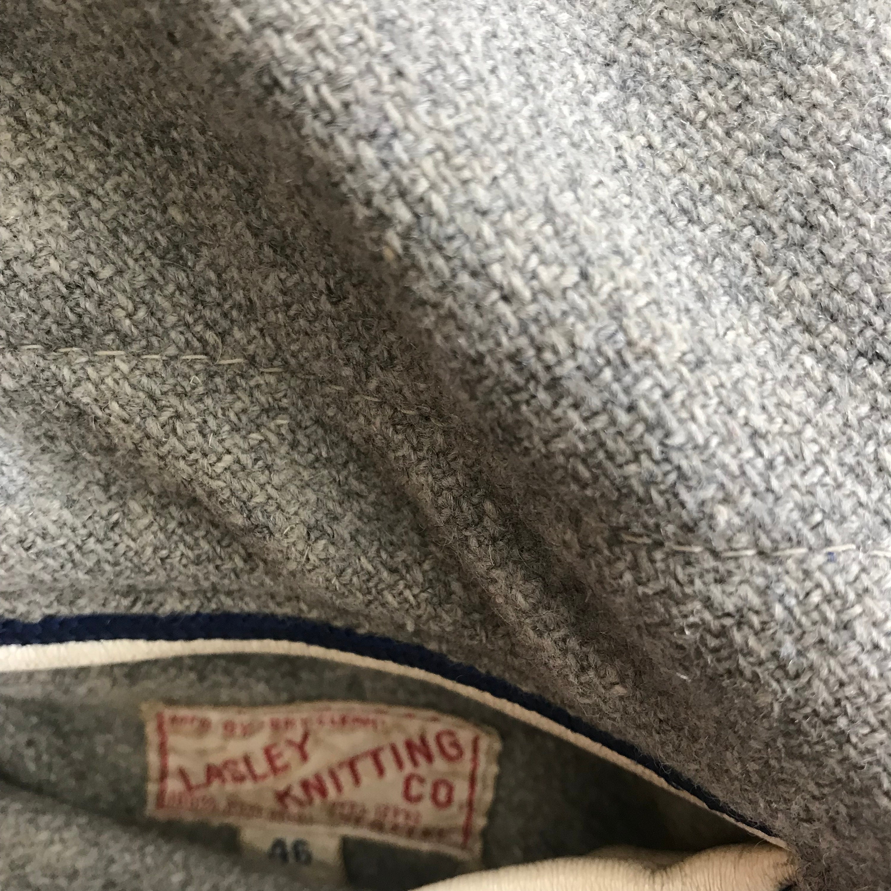1960's Lasley Knitting Co Varsity Jacket Gray With Blue 1960's Lasley Knitting Co Varsity Jacket Gray With Blue