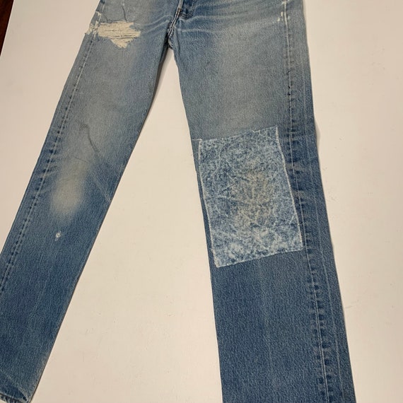 1980's Vintage Levis 501 Denim Jeans Distressed P… - image 9