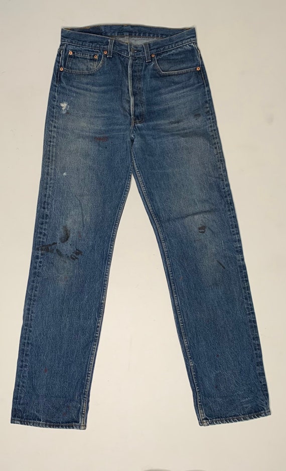 1990's Vintage Levis 501 Denim Jeans Dark Wash Di… - image 3