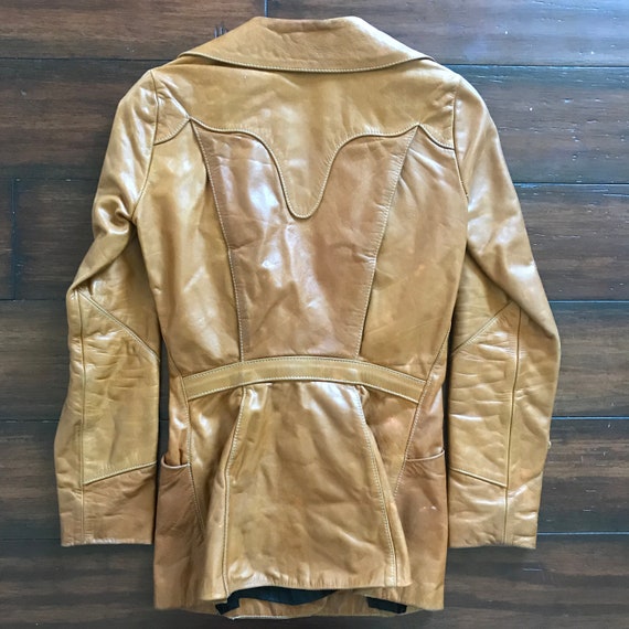 1970's Vintage Glasswater leather jacket 3 button… - image 6