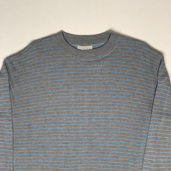 1960's Vintage Striped Sweatshirt Gray Blue Large… - image 3