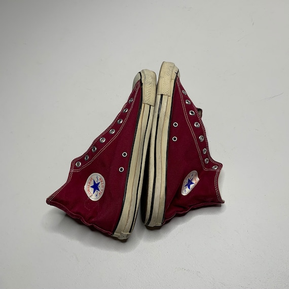 1990's Vintage Converse All Star Hi Top Maroon Si… - image 4