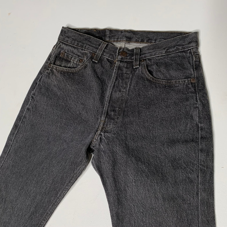 1980's Vintage Levis Black Denim Jeans USA 28/29 Measured A35 image 4