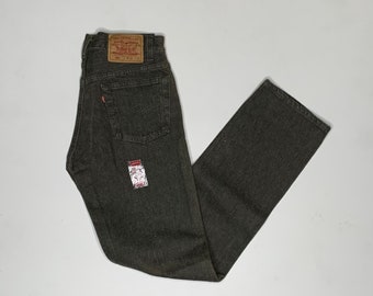 1990's Vintage Levis 501 Denim Jeans Oldstock Olive Green Overdye 28/32 USA H15