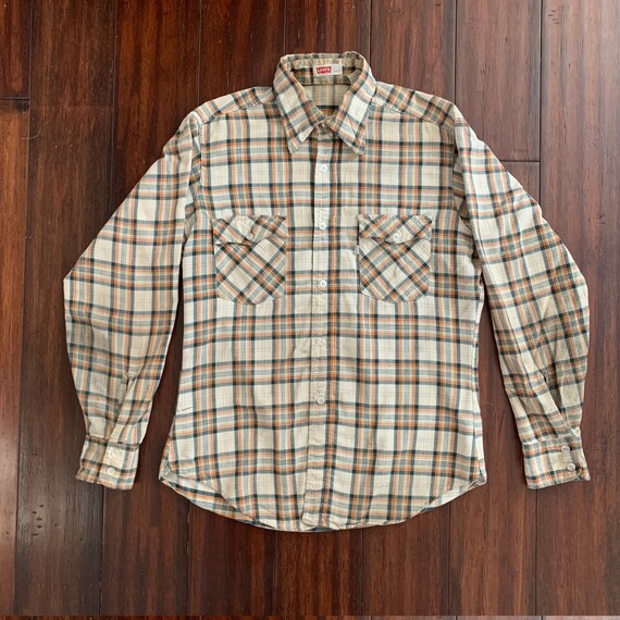 1970's Vintage Levis White Tab Cotton Flannel Mens