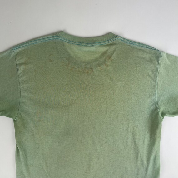 1970's Vintage Distressed Pocket T Aqua Blue Pape… - image 7