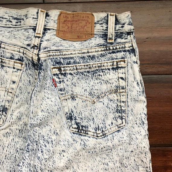 1980's Levis 701 student cut Acid Wash denim jeans
