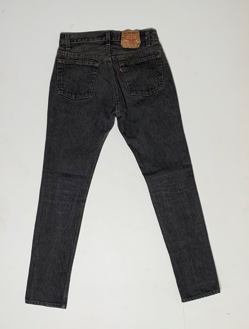 1980's Vintage Levis Black Denim Jeans USA 28/29 Measured A35 image 7