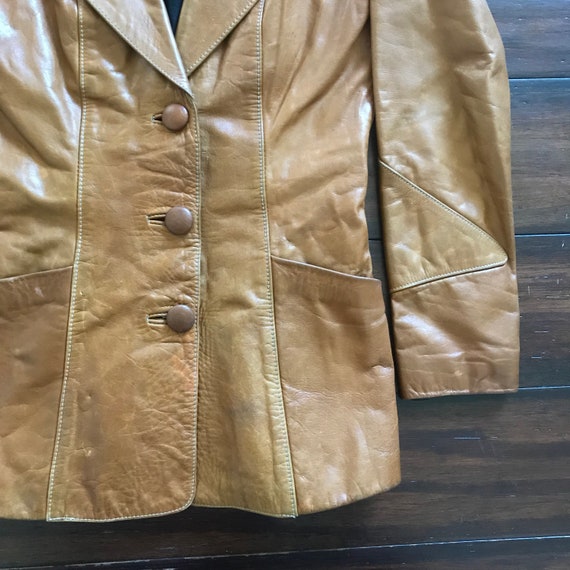 1970's Vintage Glasswater leather jacket 3 button… - image 4