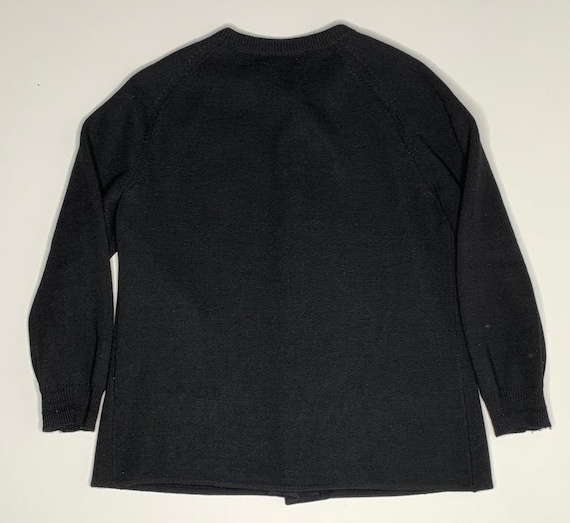 1950's Heavy Black Cardigan Two pocket Sweater Wo… - image 7