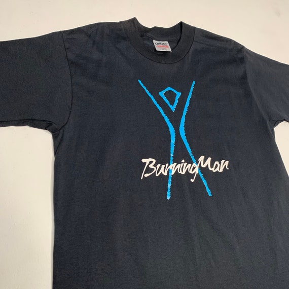 1990's Vintage Burning Man Black Rock Desert T Shirt Black Large