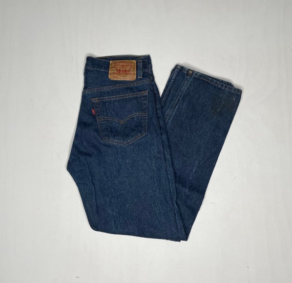 1980's Vintage Levis 501 Denim Jeans Dark Wash 30… - image 1