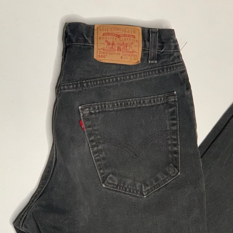1990's Vintage Levis 550 Denim Jeans Black 30/29 Measured USA F16 image 2