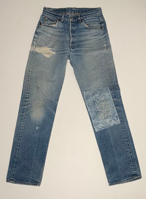 1980's Vintage Levis 501 Denim Jeans Distressed P… - image 6