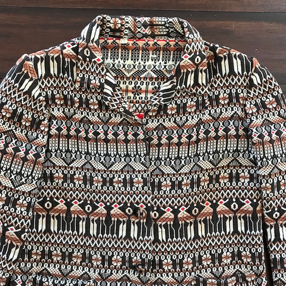 1960's Vintage Mexican Blanket coat eagle pattern Wom… Gem