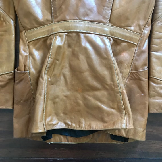 1970's Vintage Glasswater leather jacket 3 button Tob… - Gem