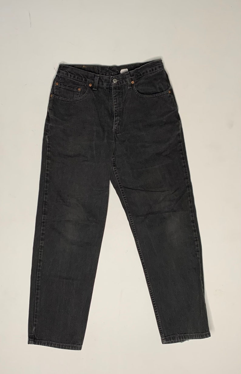 1990's Vintage Levis 550 Denim Jeans Black 30/29 Measured USA F16 image 3