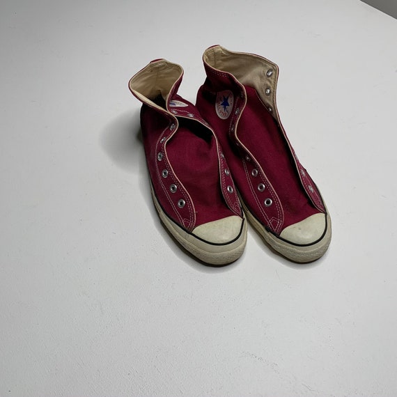 1990's Vintage Converse All Star Hi Top Maroon Si… - image 1