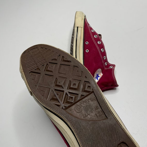 1990's Vintage Converse All Star Hi Top Maroon Si… - image 5