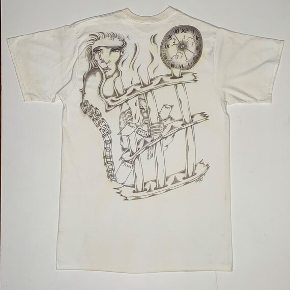 1990's Vintage Hand Drawn Prison T shirt Time Beh… - image 2
