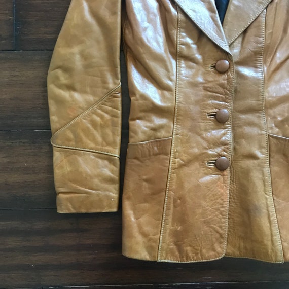 1970's Vintage Glasswater leather jacket 3 button… - image 3