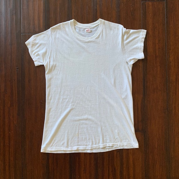 1970's Vintage Healthknit White Cotton T shirt XL