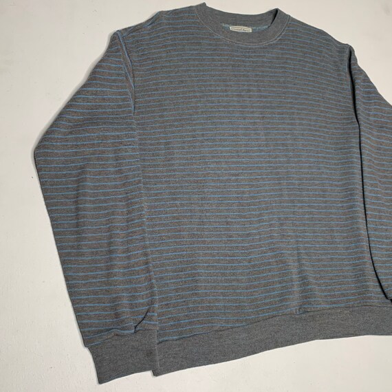 1960's Vintage Striped Sweatshirt Gray Blue Large… - image 2