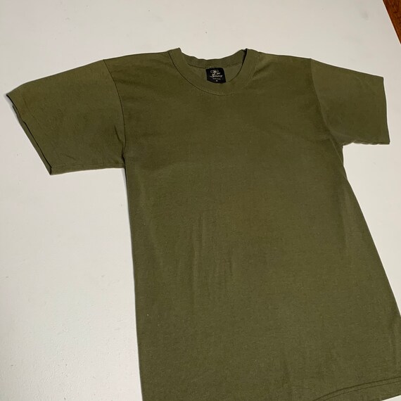 1980's Vintage Blank Olive Drab Green T shirt Med… - image 2