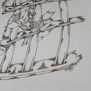 1990's Vintage Hand Drawn Prison T shirt Time Behind Bars XL image 4