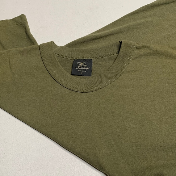 1980's Vintage Blank Olive Drab Green T shirt Med… - image 8