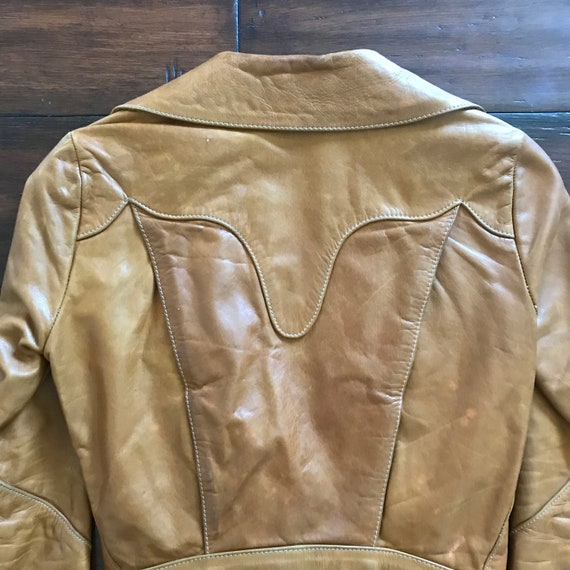 1970's Vintage Glasswater leather jacket 3 button Tob… - Gem