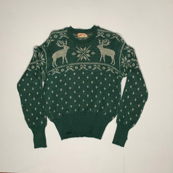 1950's Vintage Jantzen Picture Knit Sweater Green