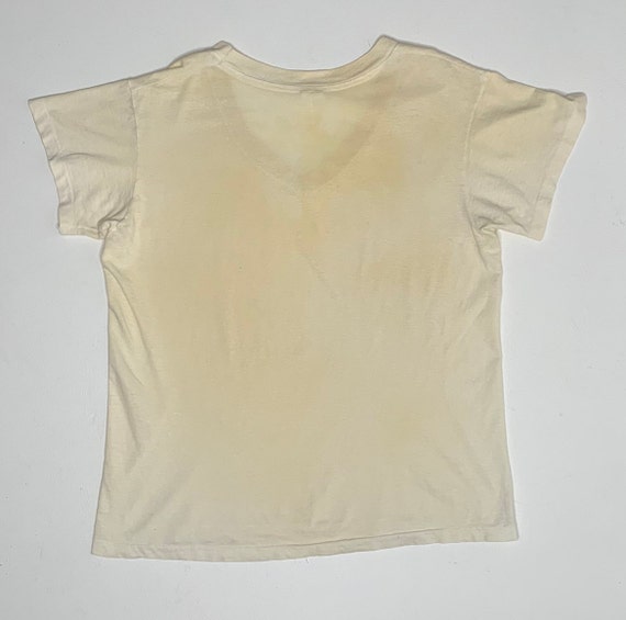 1970's Vintage White Cotton V Neck T shirt Distre… - image 6