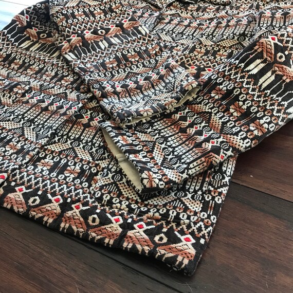 1960's Vintage Mexican Blanket coat eagle pattern… - image 4