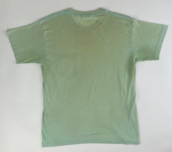 1970's Vintage Distressed Pocket T Aqua Blue Pape… - image 6