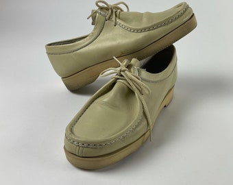 1980's Vintage Vans Moc Toe Dress Shoe Beige Mens 8 USA