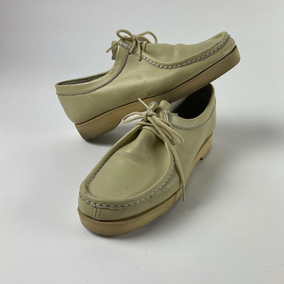 1980's Vintage Vans Moc Toe Dress Shoe Beige Mens 