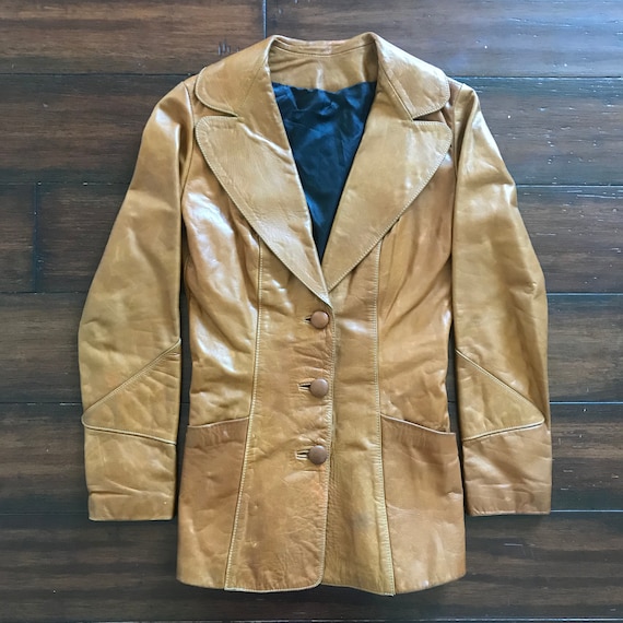 1970's Vintage Glasswater leather jacket 3 button… - image 1