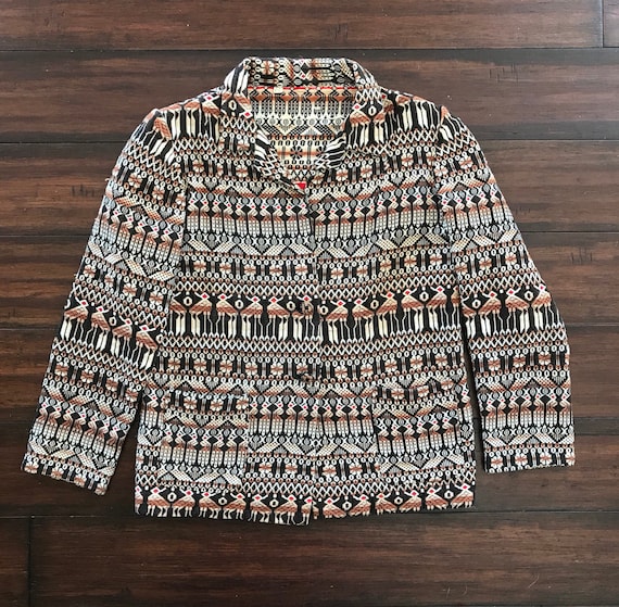 1960's Vintage Mexican Blanket coat eagle pattern Wom… Gem