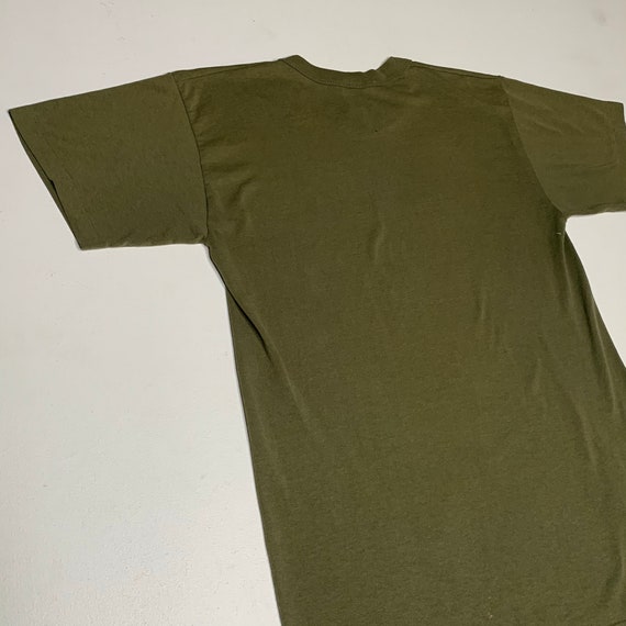 1980's Vintage Blank Olive Drab Green T shirt Med… - image 6