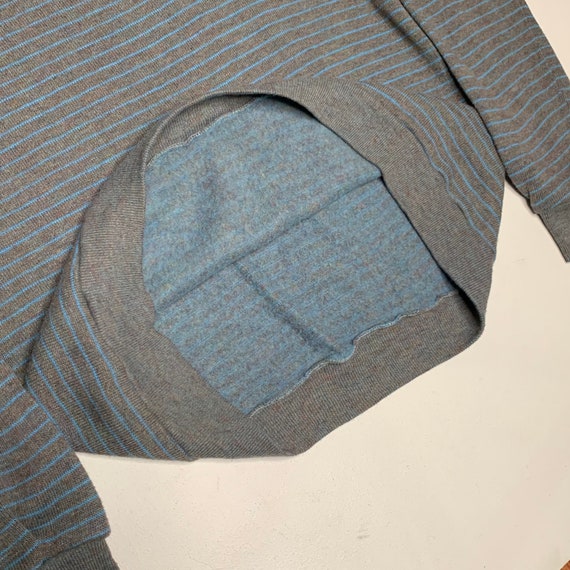 1960's Vintage Striped Sweatshirt Gray Blue Large… - image 5