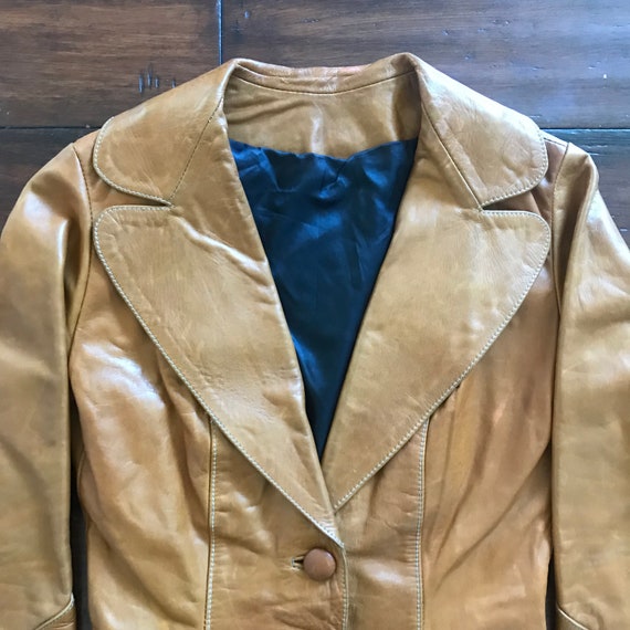 1970's Vintage Glasswater leather jacket 3 button… - image 2