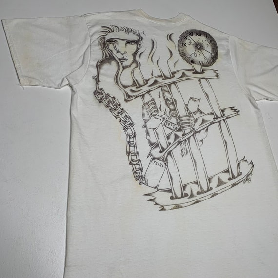 1990's Vintage Hand Drawn Prison T shirt Time Beh… - image 1