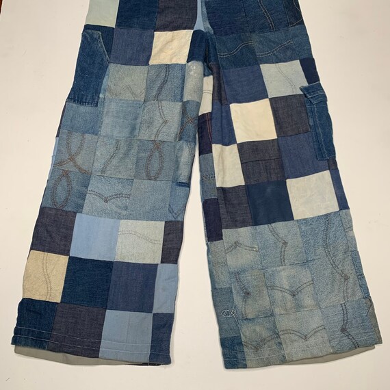 1970's Vintage Quilted Patchwork Denim Overalls H… - image 4