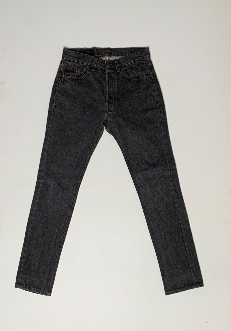 1980's Vintage Levis Black Denim Jeans USA 28/29 Measured A35 image 3