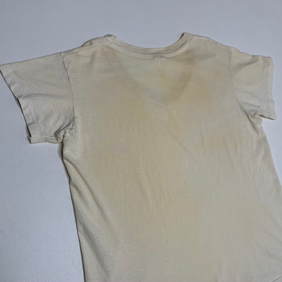 1970's Vintage White Cotton V Neck T shirt Distre… - image 7