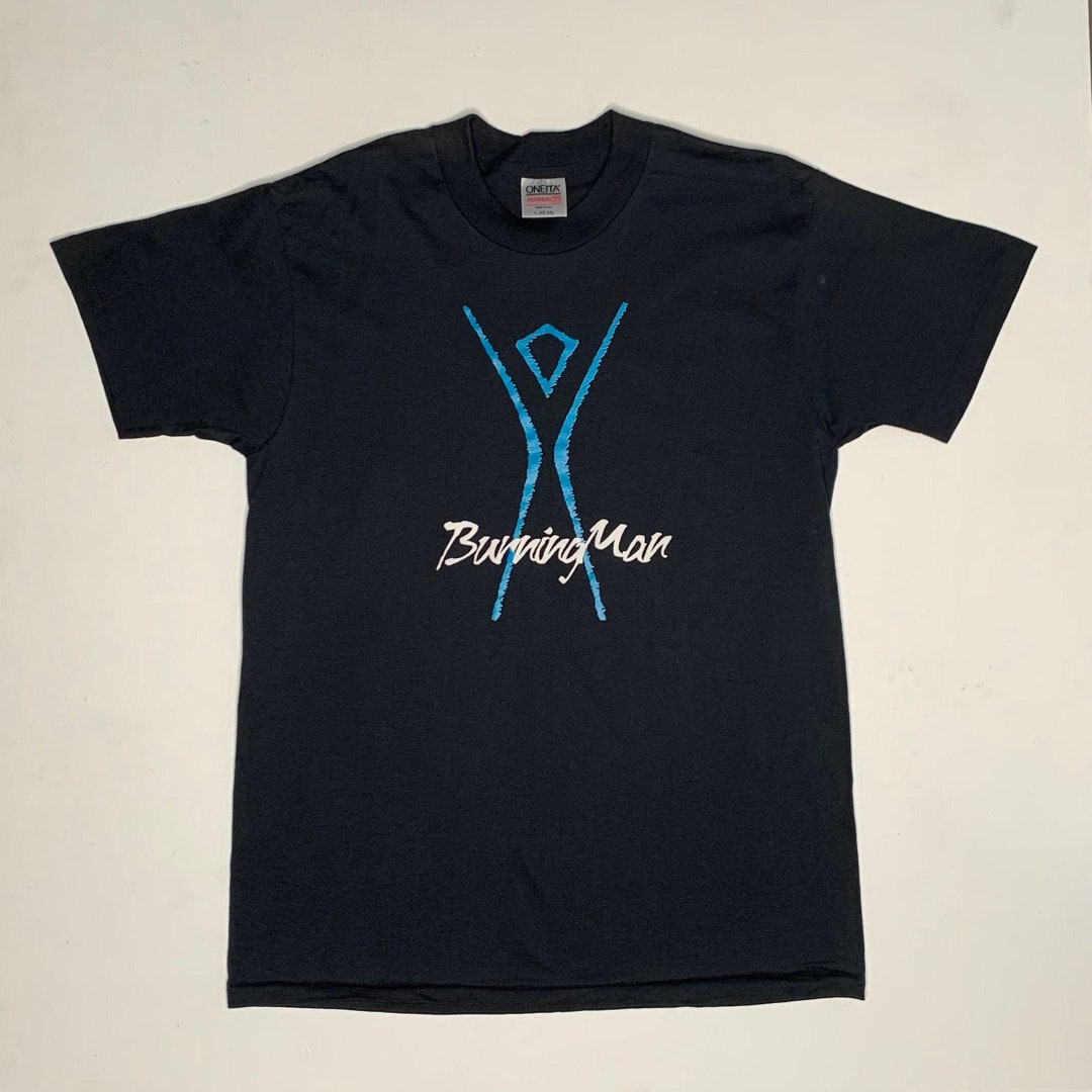1990's Vintage Burning Man Black Rock Desert T Shirt Black Large