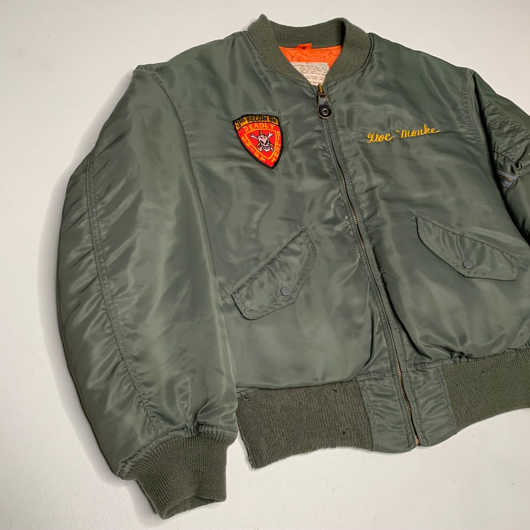 1960's Vietnam Era Houston Brand MA 1 Tour Jacket Named