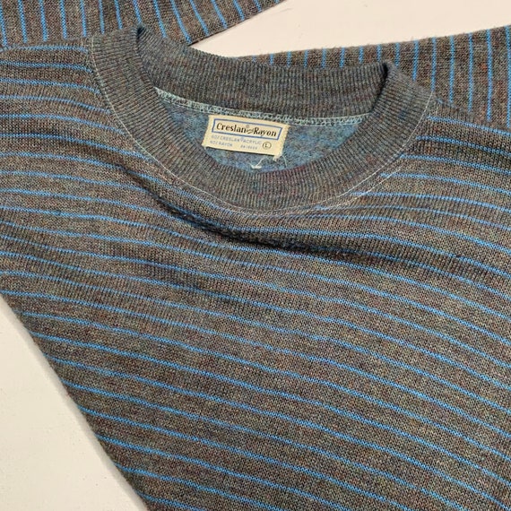 1960's Vintage Striped Sweatshirt Gray Blue Large… - image 6